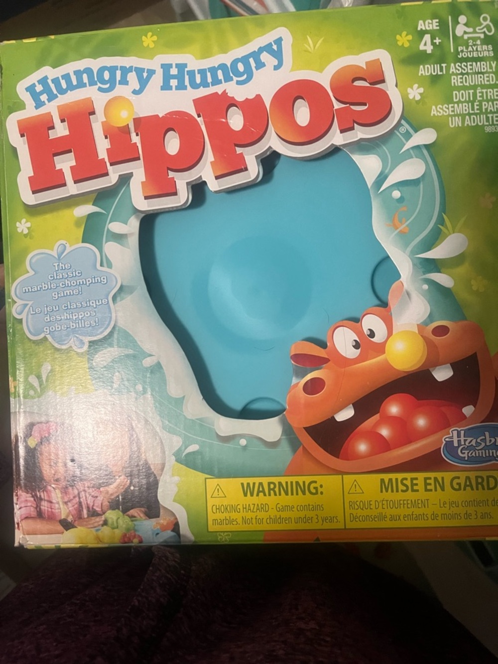 NEW-Hasbro Hungry Hungry Hippos Game - Blue, Green, Orange
